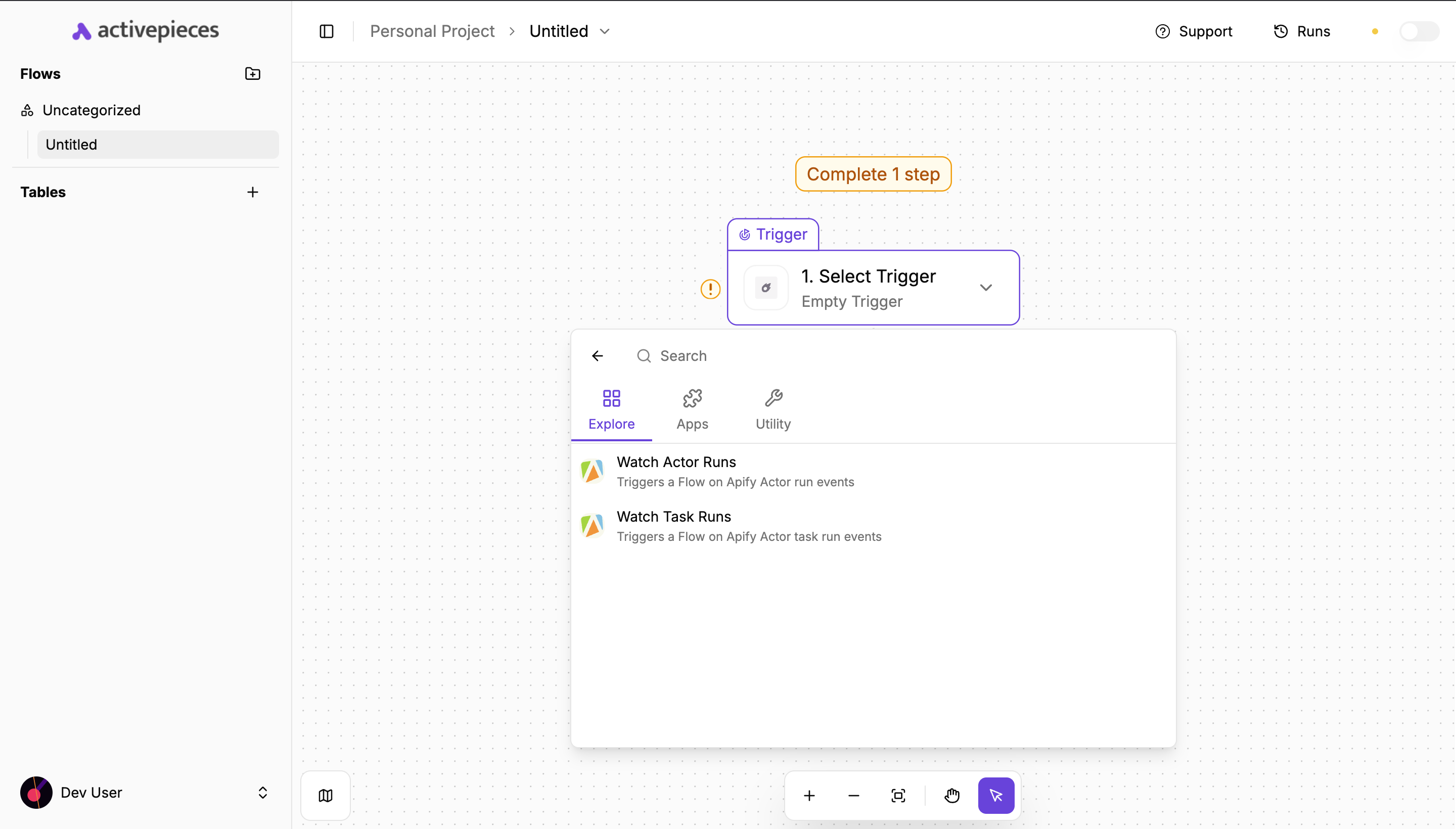 Select Apify trigger